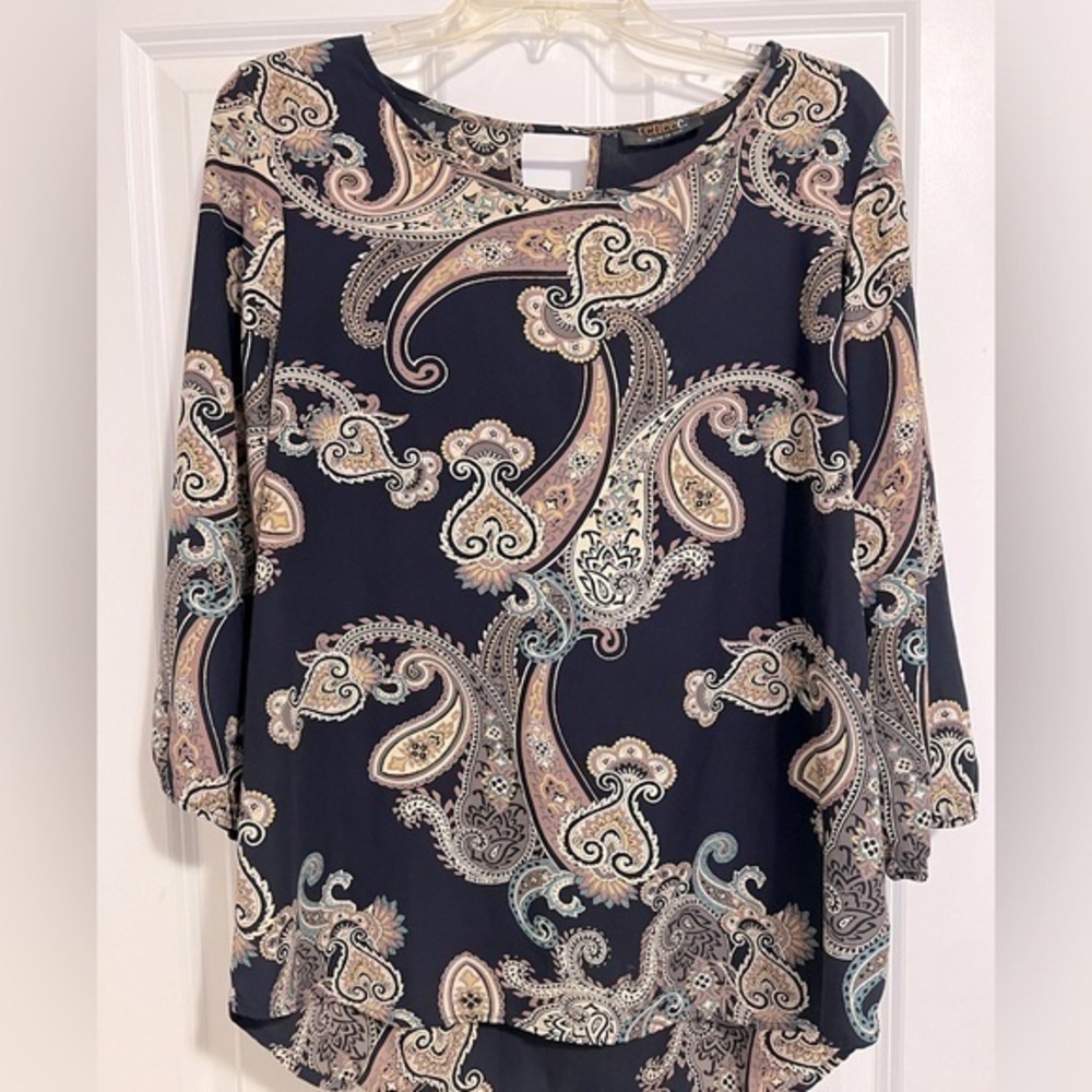 L renee_c paisley 3/4 length sleeve blouse